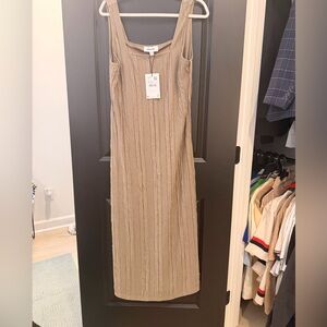 Elegant Tan Midi Dress